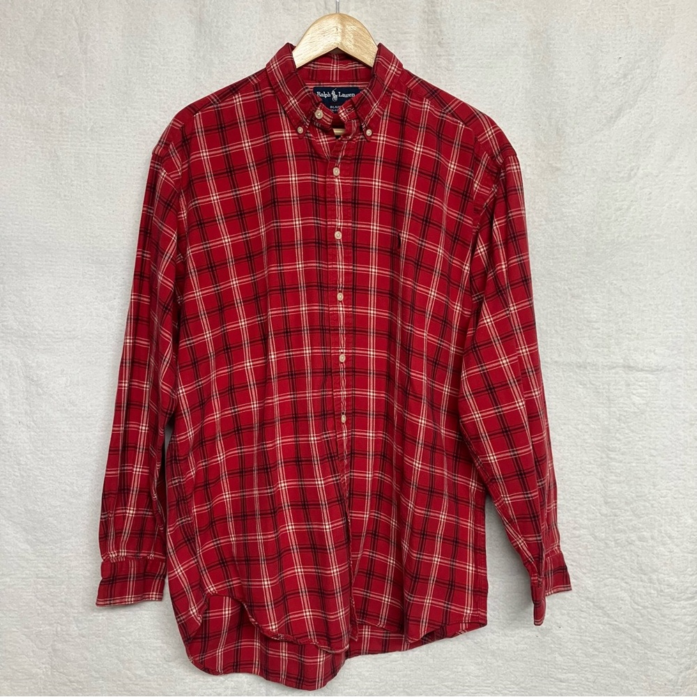 Vintage Ralph Lauren Blair Red Plaid Flannel Shirt Pony Logo - L